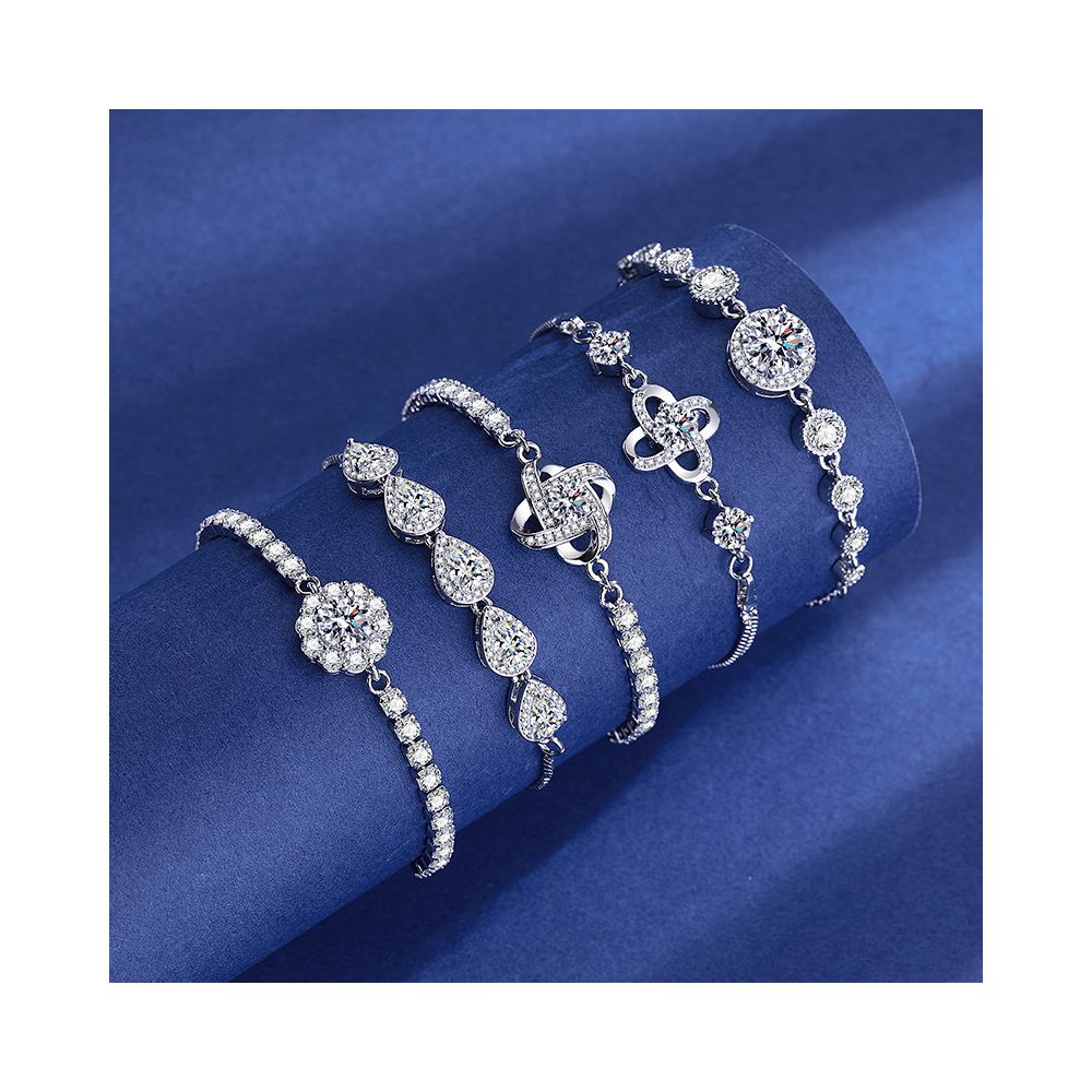 Live Stream Hot Selling 2 Carat Princess Square Bag with Imitation Moissanite Bracelet A Unique and Versatile Elegant Bracelet for Women image 1