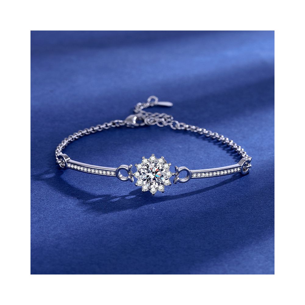 Live Stream Hot Selling 2 Carat Princess Square Bag with Imitation Moissanite Bracelet A Unique and Versatile Elegant Bracelet for Women